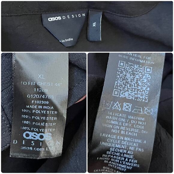 ASOS Designs Black Semi Sheer Notch V Neck Button Down Tunic Top Size XL - Picture 9 of 10